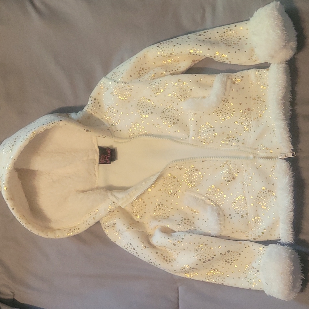 Girls Rule fleece lined fuzzy zip jacket size 4